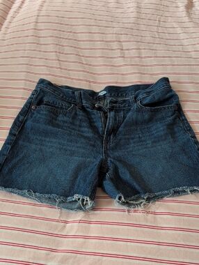 Old Navy Dark Blue Frayed Denim Shorts 5" Inseam